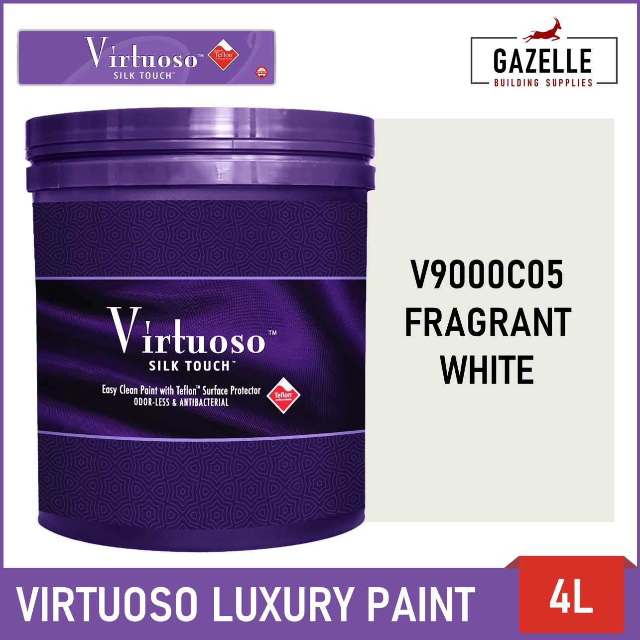 Boysen Virtuoso Odorless and AntiBacterial Paint with Teflon 4L 9