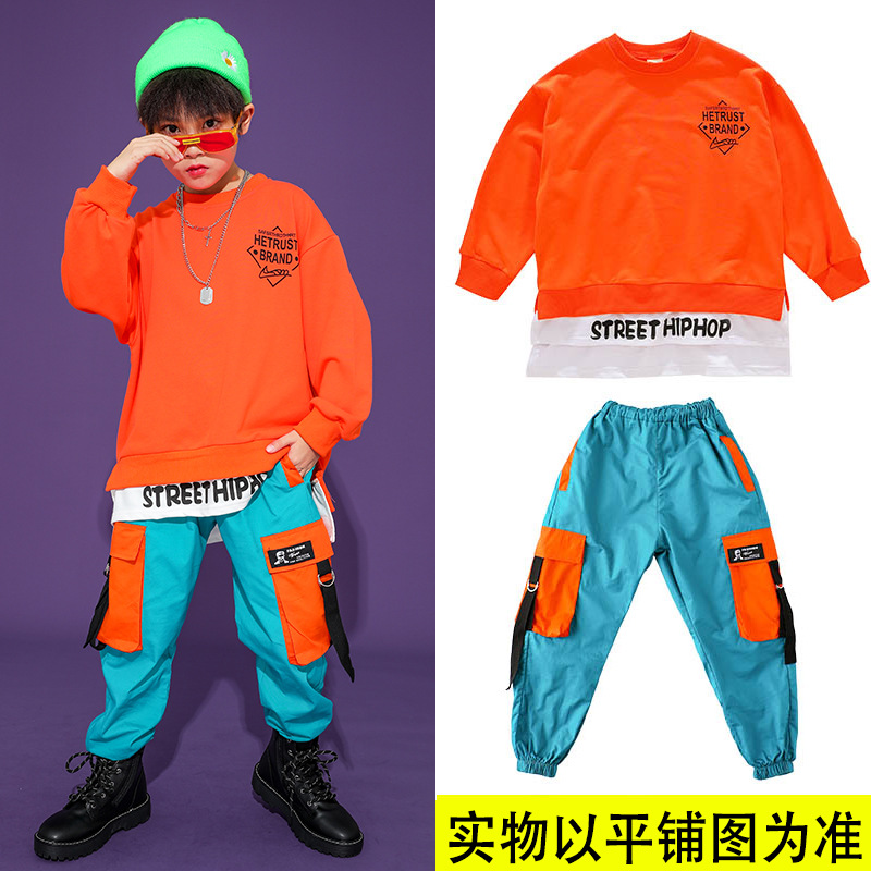 Kids Cool Ballroom Hip Hop dancing Outfits Crop Tops Street wear Black