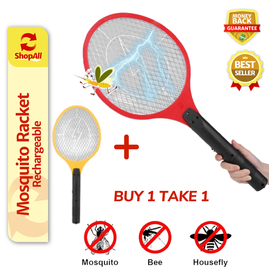 Rechargeable Mosquito Killer Swatter Zapper Bat Racket BUY 1 TAKE 1