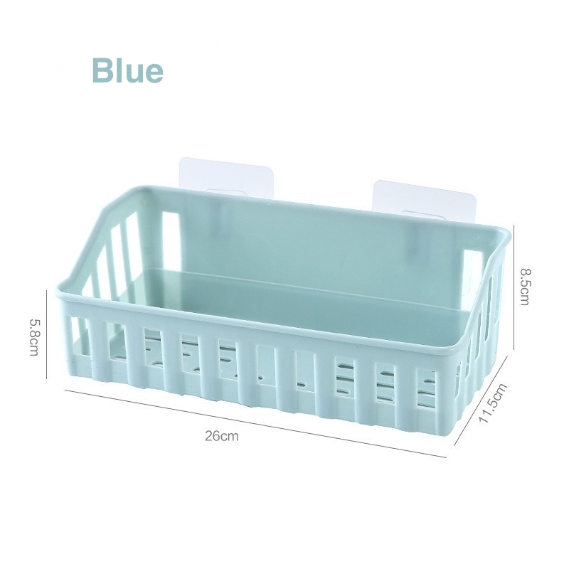 Bathroom Plastic Storage Rack Self Adhesive Seamless Kitchen Wall