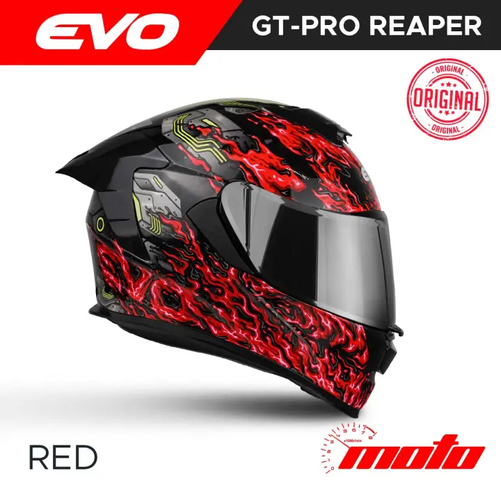 Evo Gt Pro Reaper Dual Visor Full Face Helmet Silver Lens Lazada Ph