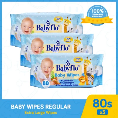 Babyflo Baby Wipes Regular 80's by 3s