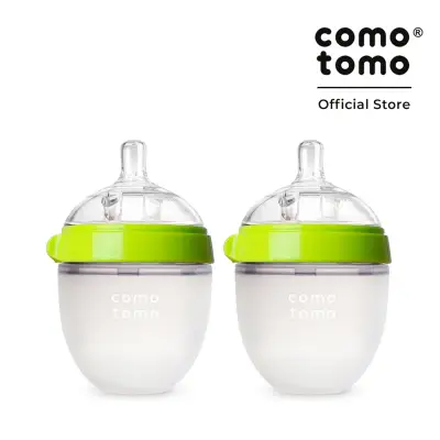 Comotomo Set of 2 150ML Silicone Baby Bottle Green (1 Hole)