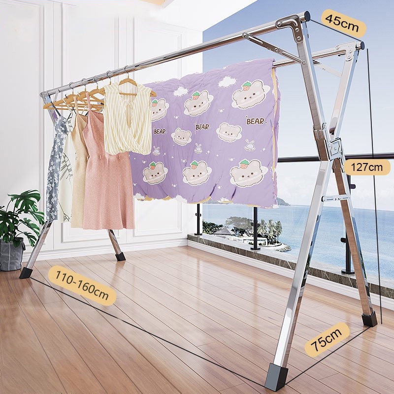 Foldable Sampayan Double Pole Rack Stainless Steel Xshaped Clothes Drying Rack Folding Clothes