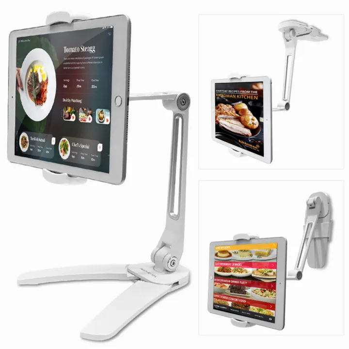 Abovetek Kitchen Tablet Stand Highflex 360 Superior Strength Portable 4 7 To 13 5 Inch Universal Tablet Stand Phone Holder For Kitchen Counter Wall 4 Pt Wobble Free Mount White Lazada Ph