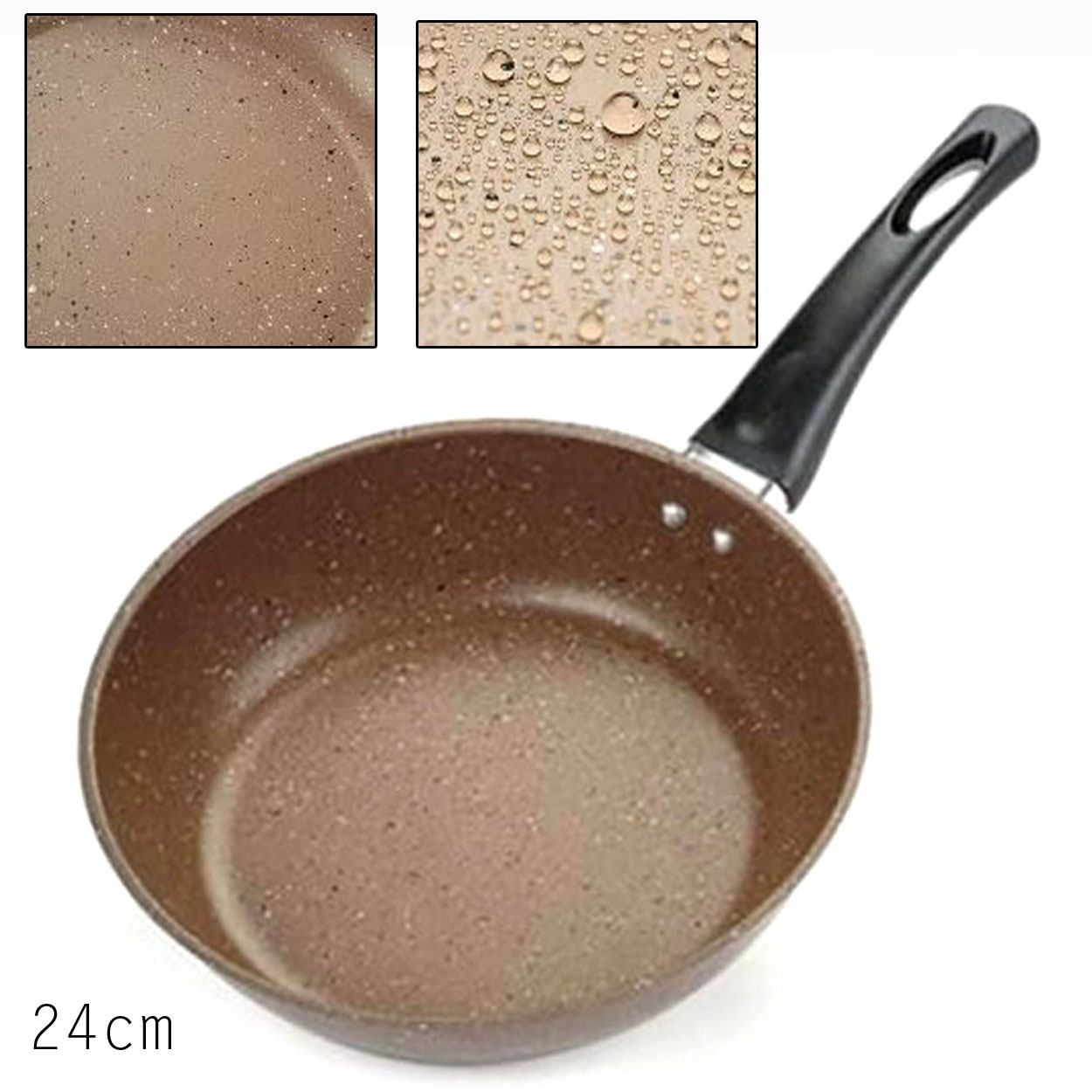 BROWN PAN001 24cm Stone Pan Aluminum Nonstick Frying Ceramic