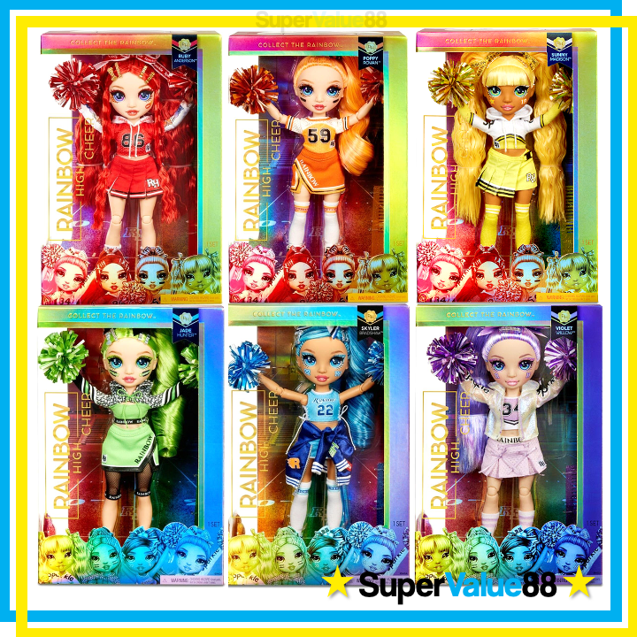 Rainbow High Fashion Doll Complete Set of 6, Limited Edition Cheer Series  with Cheerleader Fashions and Accessories - Ruby Anderson, Poppy Rowan,  Sunny Madison, Jade Hunter, Skyler Bradshaw, Violet Willow