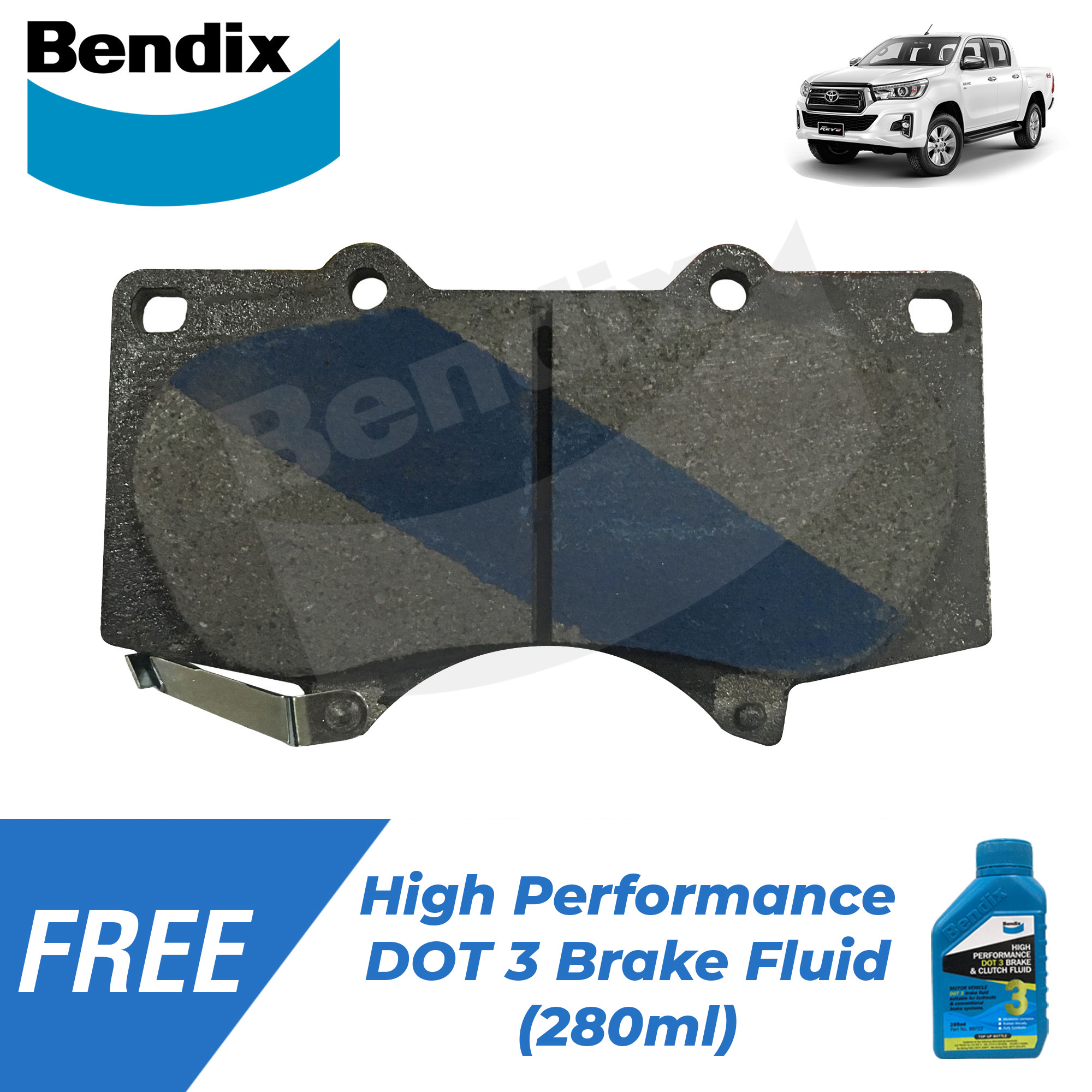 Bendix Brake Pads 4WD DB1482 Front Set for Toyota Hilux Revo 2.4L (2GD