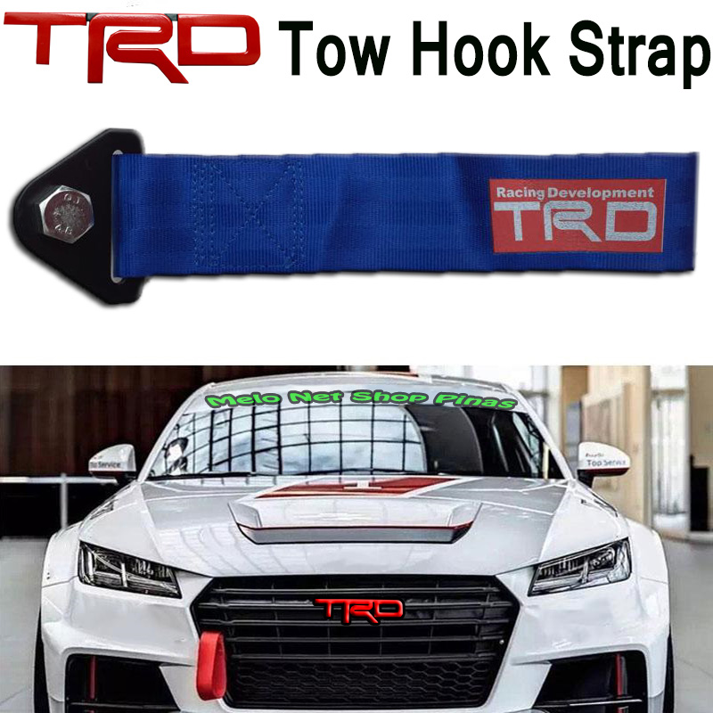 Universal Car Tow Strap Blue TRD Strength Tow Hook Strap Towing Front  Bumper Racing