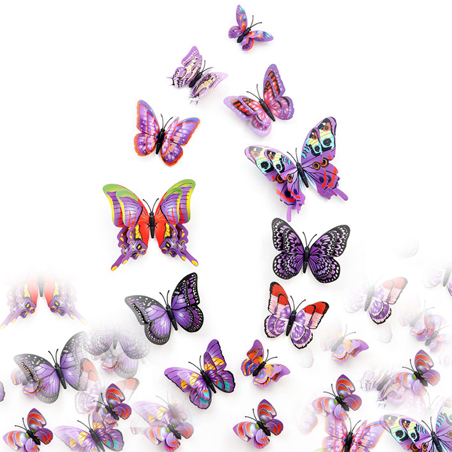 12/24pcs Butterfly Stickers 3D DIY House Wall Decoration Windows Mirror  Girls Room Decor Baby Nursery Decorative Art Decals Wall Sticker Double  Wings Vivid Design By Lisdripe