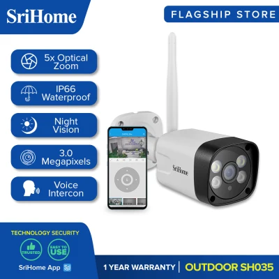 SRICAM SriHome SH035 3MP HD 1296P Full-Color Night Vision Two-Way Audio Humanoid Detection AP Hotspot IP66 Weatherproof Outdoor IP Camera Connect to Cellphone
