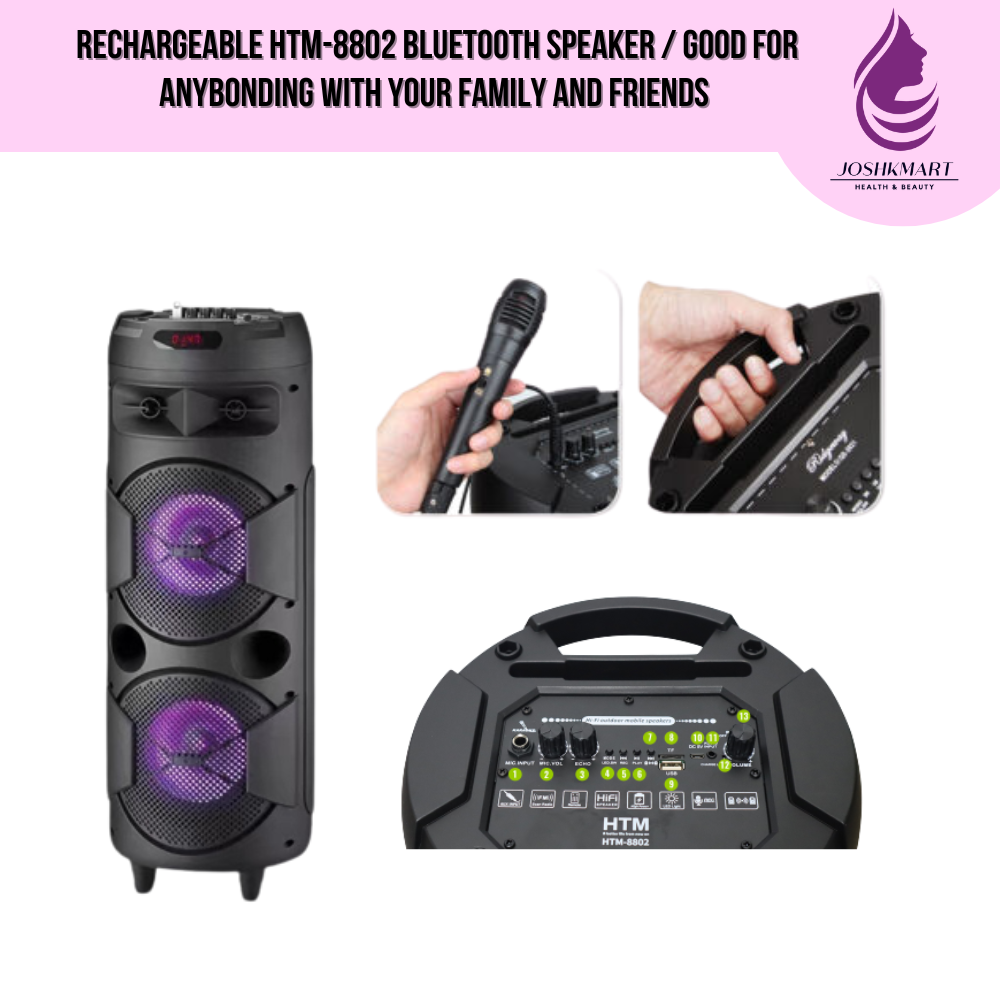 JOSHKMART RECHARGEABLE HTM8802 BLUETOOTH SPEAKER / WITH FREE, MIC