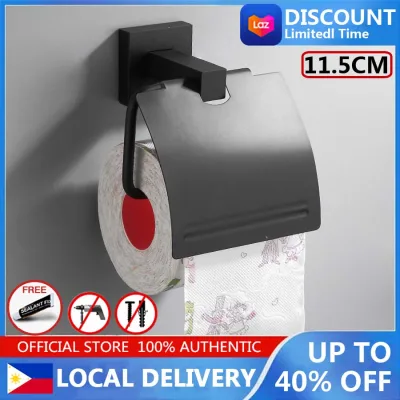 DUBEE COD Black toilet paper holder, punch-free space aluminum toilet paper holder, splash-proof toilet paper holder, wall-mounted toilet paper roll holder.
