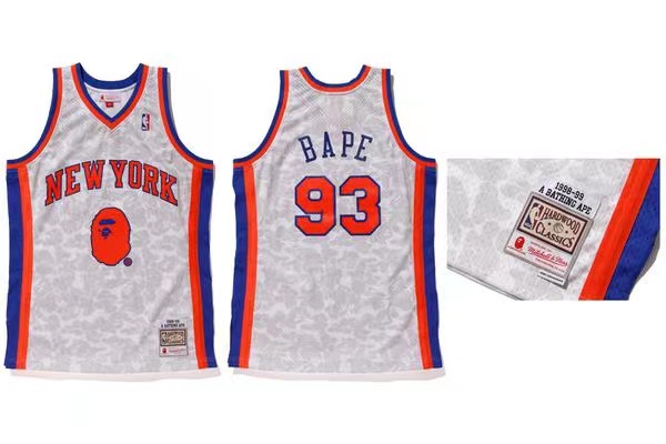 BAPE x Mitchell & Ness Knicks ABC Basketball Swingman Jersey White – RIF NYC