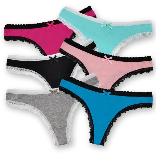 5 PCS/Set M-XL Women Cotton Lingerie 6 Solid Colors Panties G-string Sexy  Thongs Girl Underwear Female Pantys 87181
