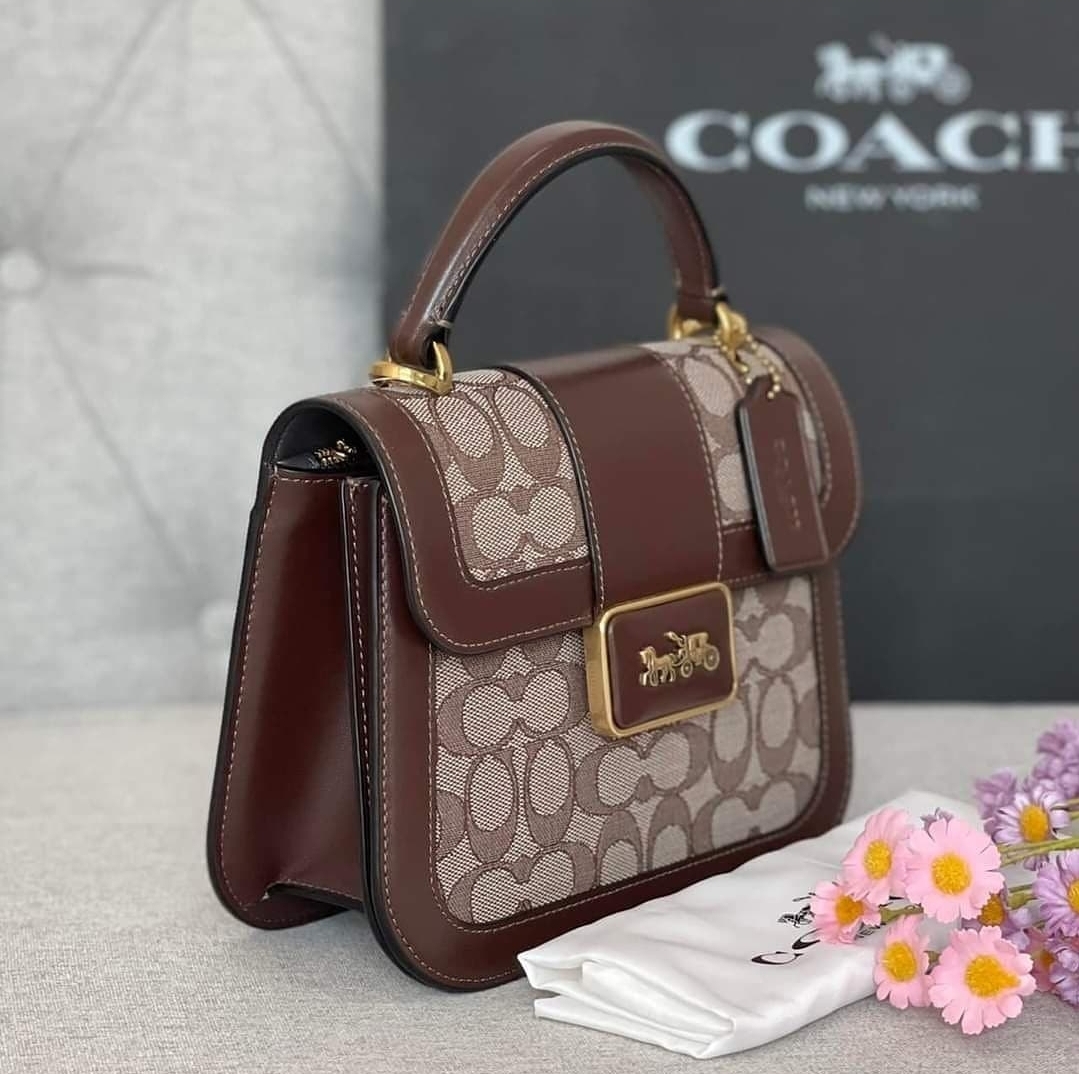 Authentic Coach Alie Top Handle In Signature Jacquard Ladies Crossbody