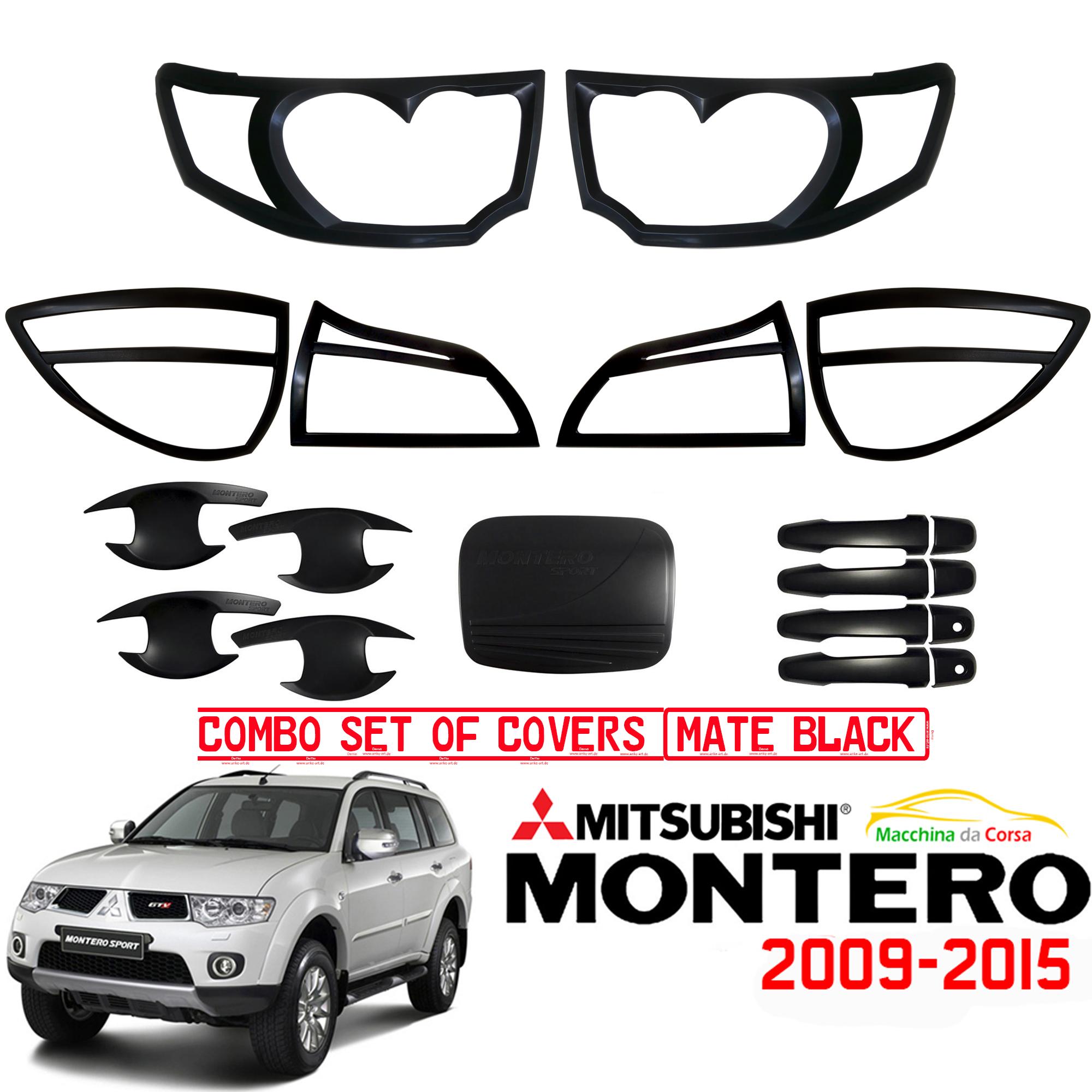 Mitsubishi Montero 2009-2015 Combo Set of Headlight and Tail light Cover ; Door Outer Handle and Door Inner Bowl Cover ; Gas Tank Cover (All in Matte Black)	