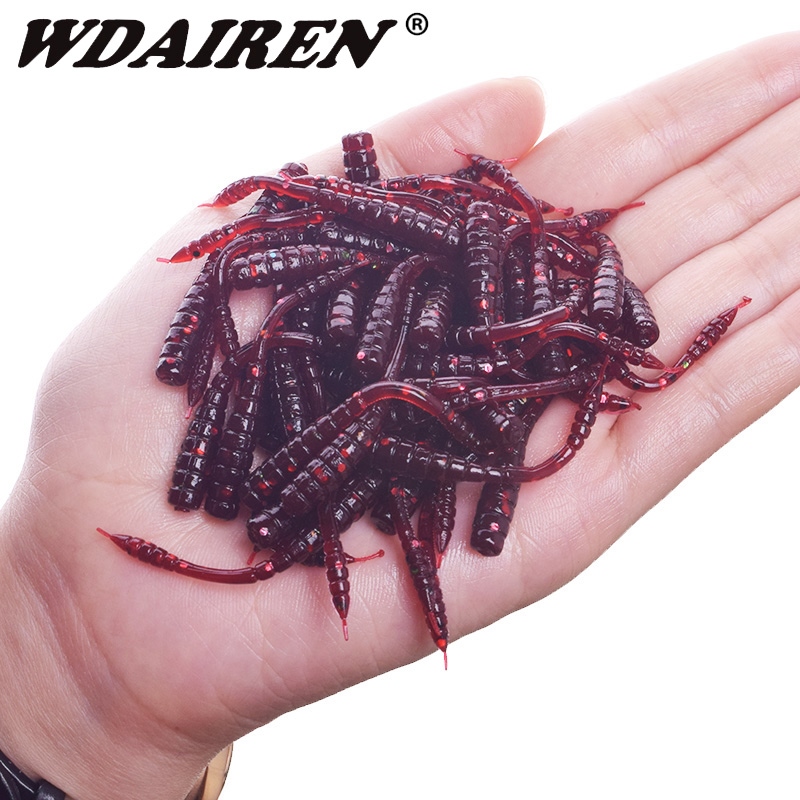 Artificial Fishing Worms Smell Bait Fishing Rubber Worms - 50pcs