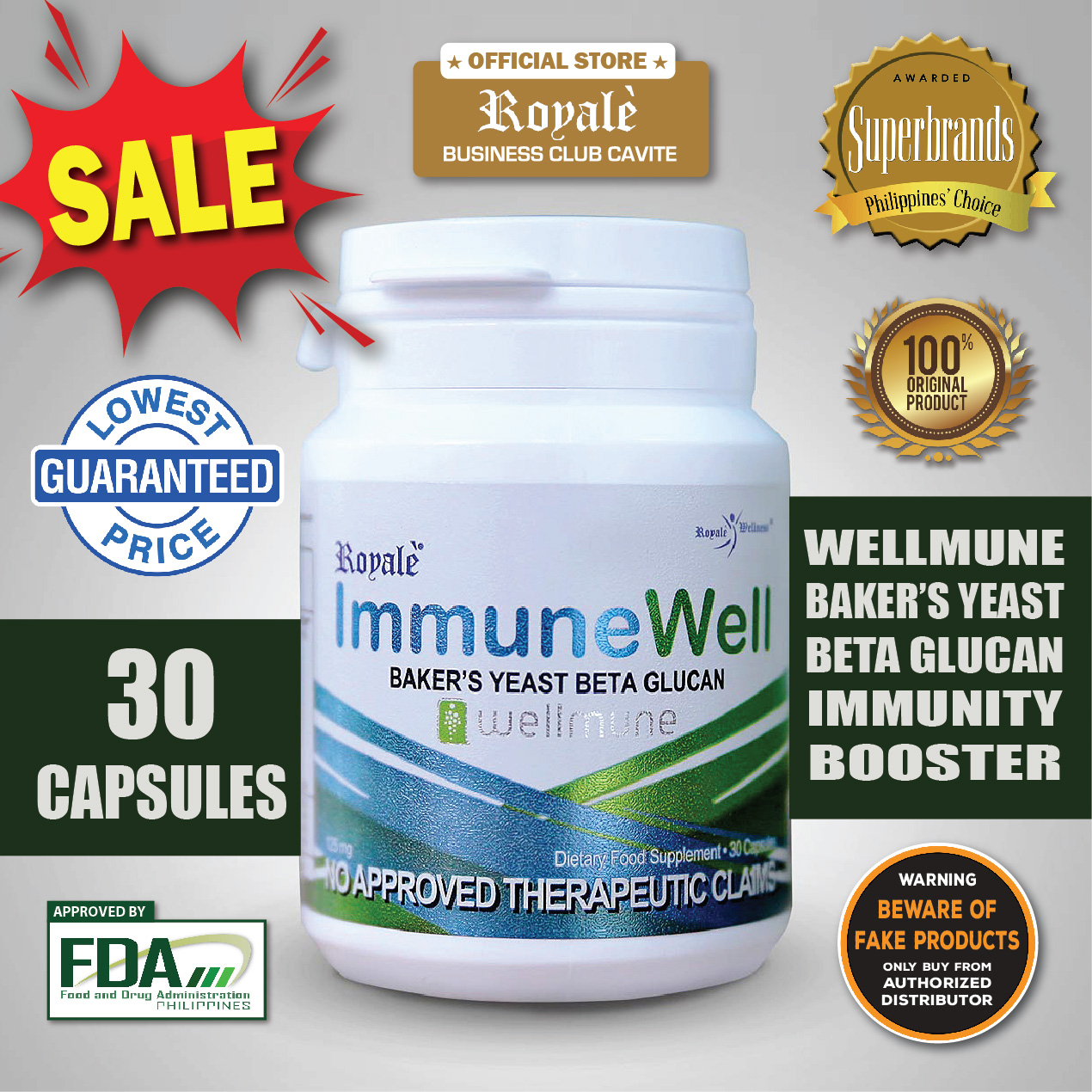 Immunewell Premium Multivitamins Wellmune Baker's Yeast Beta Glucan Capsule 100 Authentic