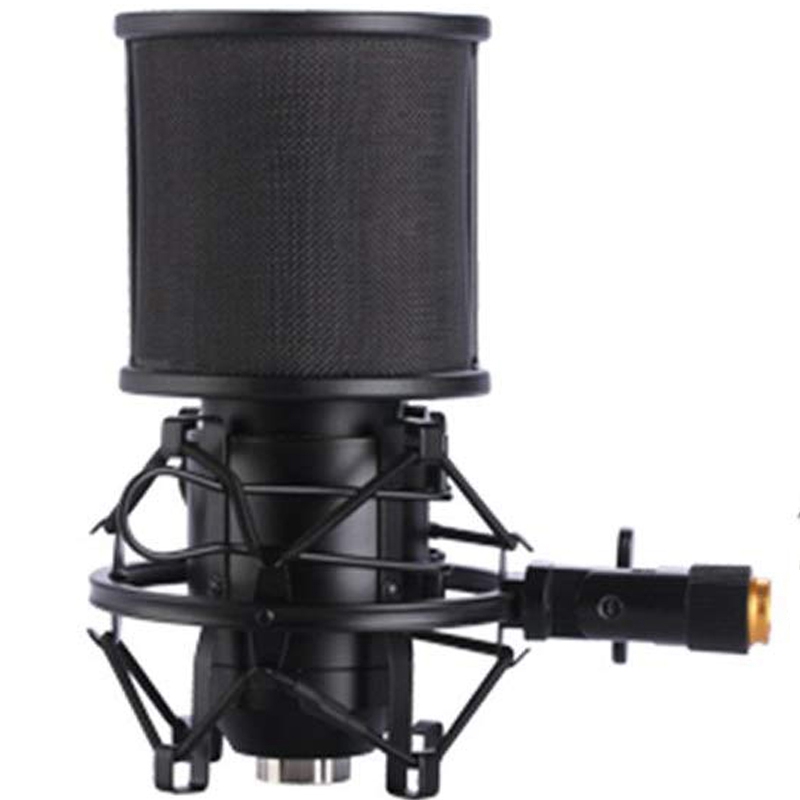 Microphone Shock Mount with Microphone Filter Windscreen Suspension Shock Mount Holder Clip