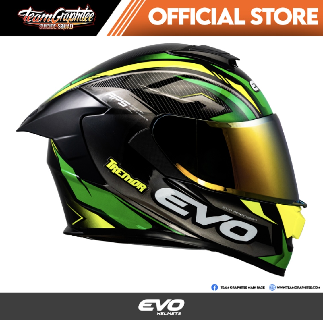 Evo Gt Pro Tremor Green Black Full Face Dual Visor With Free Clear Lens Lazada Ph