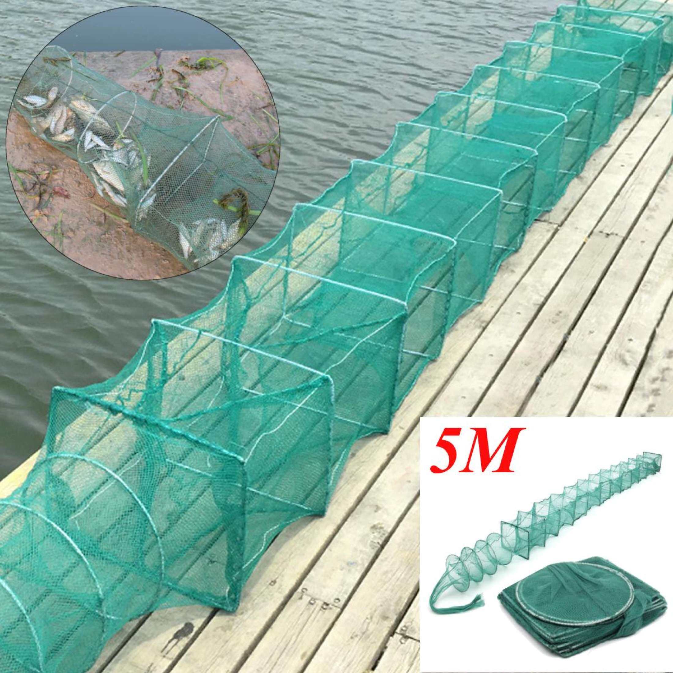 COD】Shrimp Trap Net Shrimp Lure Cage Nylon Fishing Net Foldable Portable  Crab Crayfish Lobster Catcher Live Trap Fish Net 5M