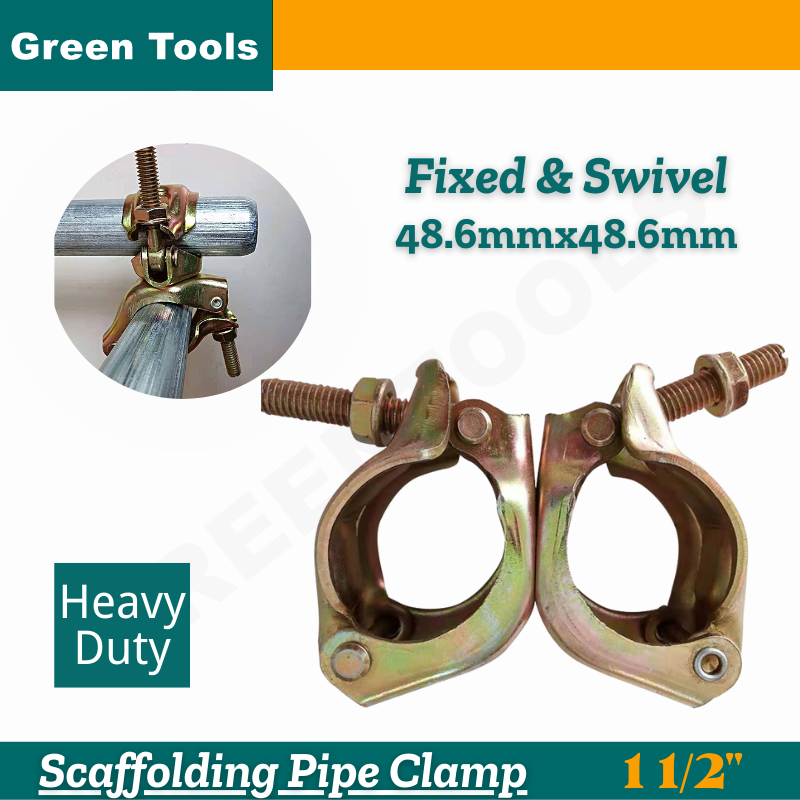 Scaffolding Pipe Clamp Swivel & Fixed Clamp 1 1/2