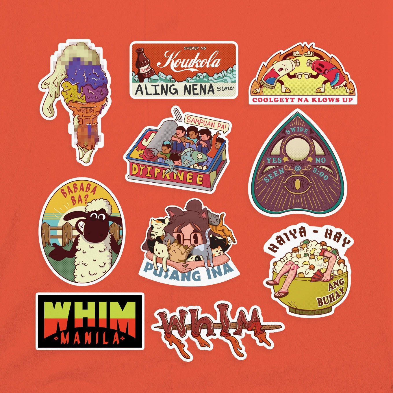 Whim Manila Witty Pinoy Puns Waterproof Sticker Pack Waterproof Desk