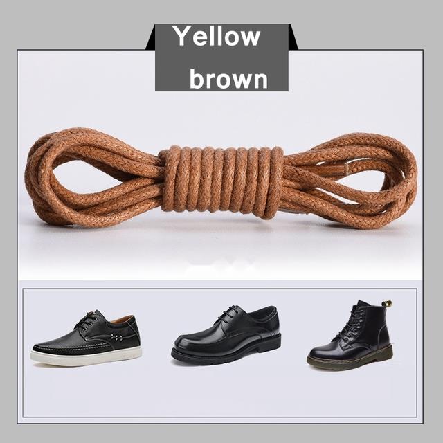 Cotton Waxed Shoelaces Round Oxford Shoe Laces Boots Laces Waterproof  Leather Hiking Non Slip Outdoor Climbing (Color : Brown, Length : 80cm)