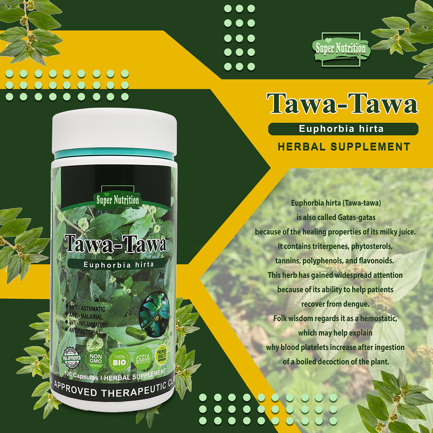 100 Natural Tawa Tawa Capsule Lazada PH
