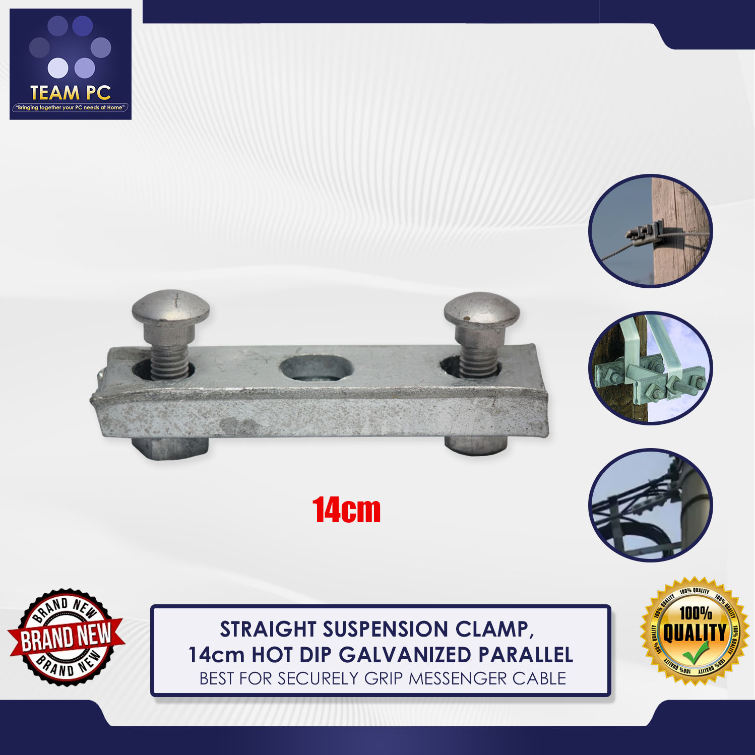 Cable Suspension Clamp, 1, 2, 3 Bolts Messenger Suspension Clamp