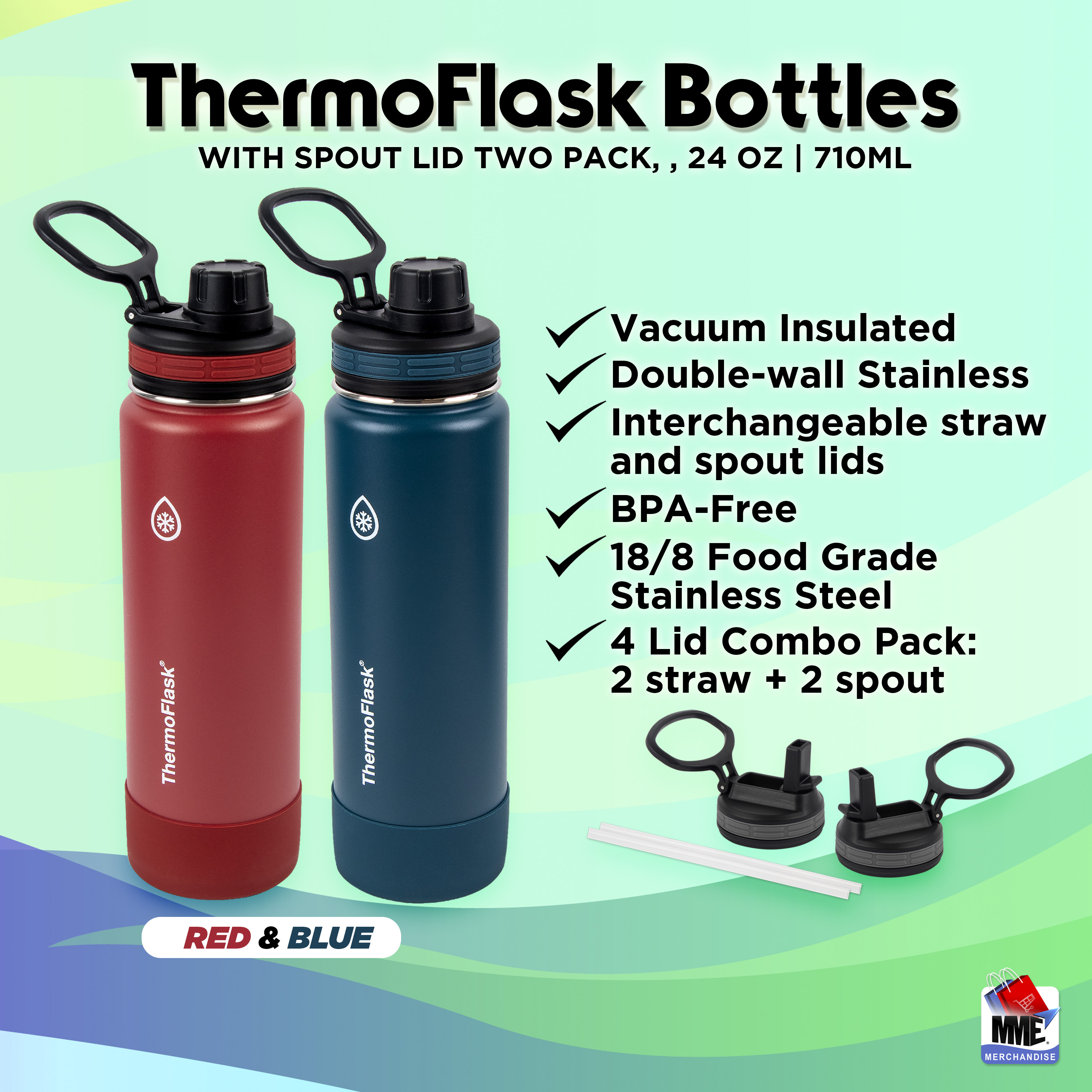 Thermoflask Double Wall Vacuum Insulated Stainless Steel Water Bottles