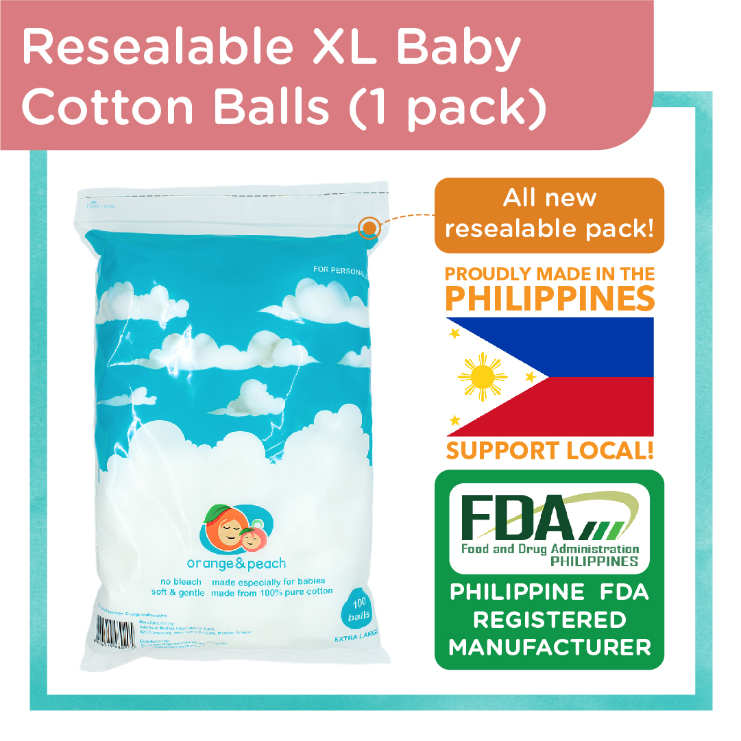 Orange and Peach Resealable XL Baby Cotton Balls Pure Cotton (1 pack
