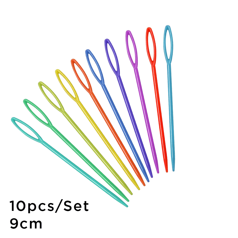 PARCELO 10Pcs./Set Plastic Sewing Needles Large Eye Plastic Needle with 4  Size Yarn Needles for DIY Sewing Handmade Crafts