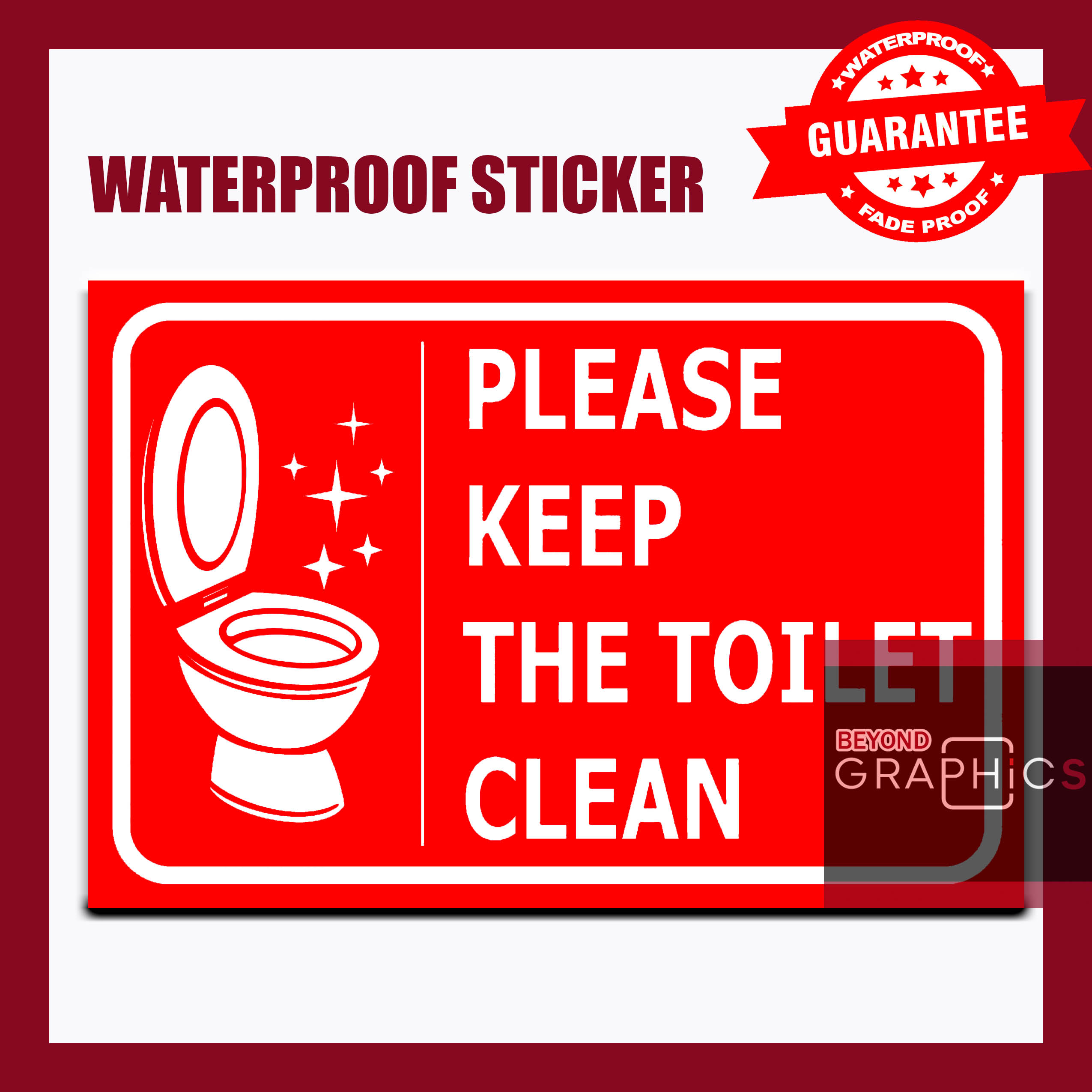 BG Keep Toilet Clean Sign Laminated PVC Sticker Metal Sheet (5 x 7 ...