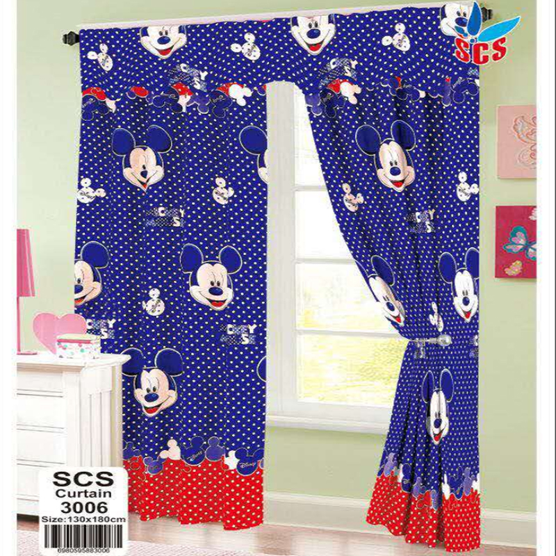 Bedroom Curtains Cartoon Character, Mickey Mouse Room Darkening Curtains