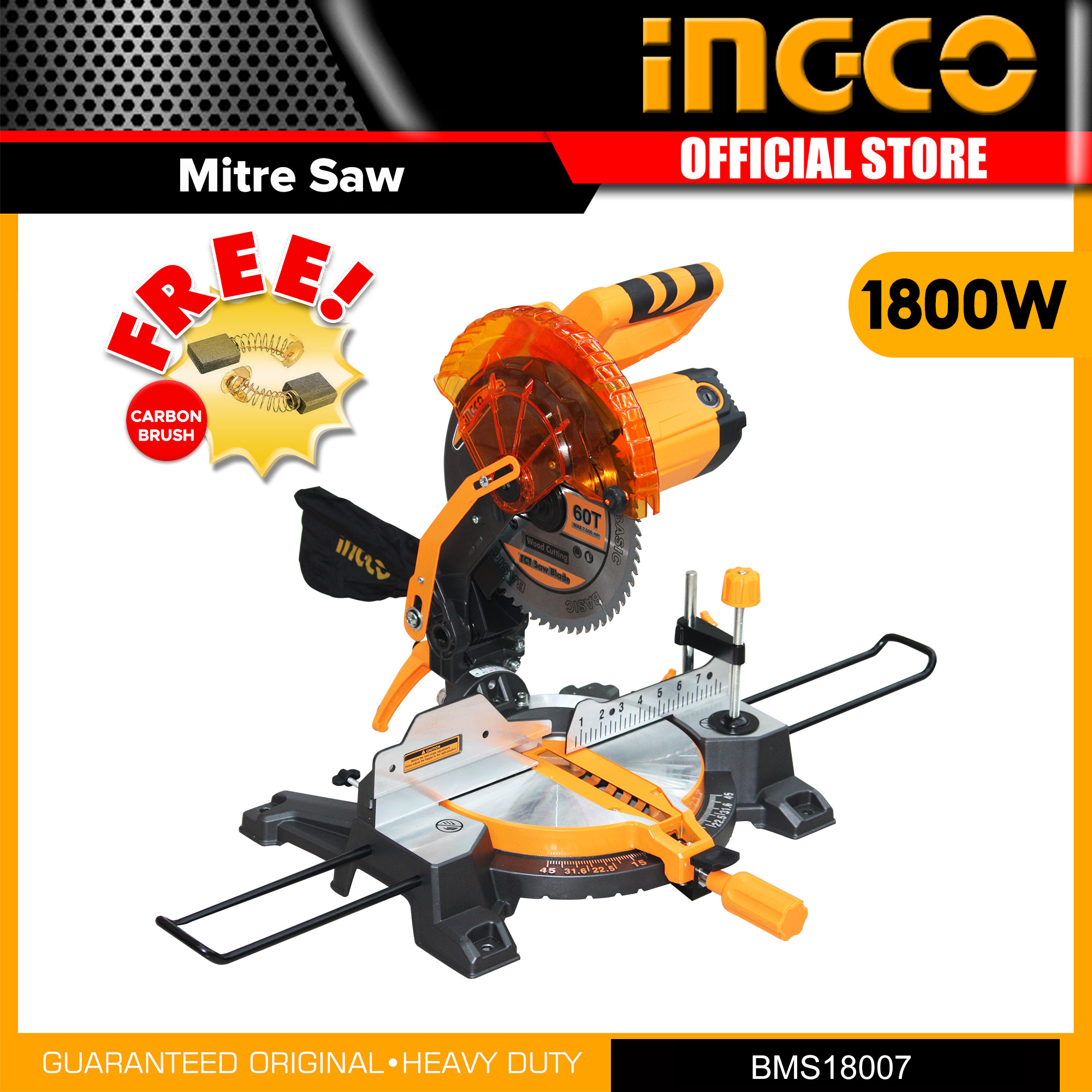 INGCO BMS18007 Miter Mitre Saw Cutting Machine 10" inches 1800W IPT