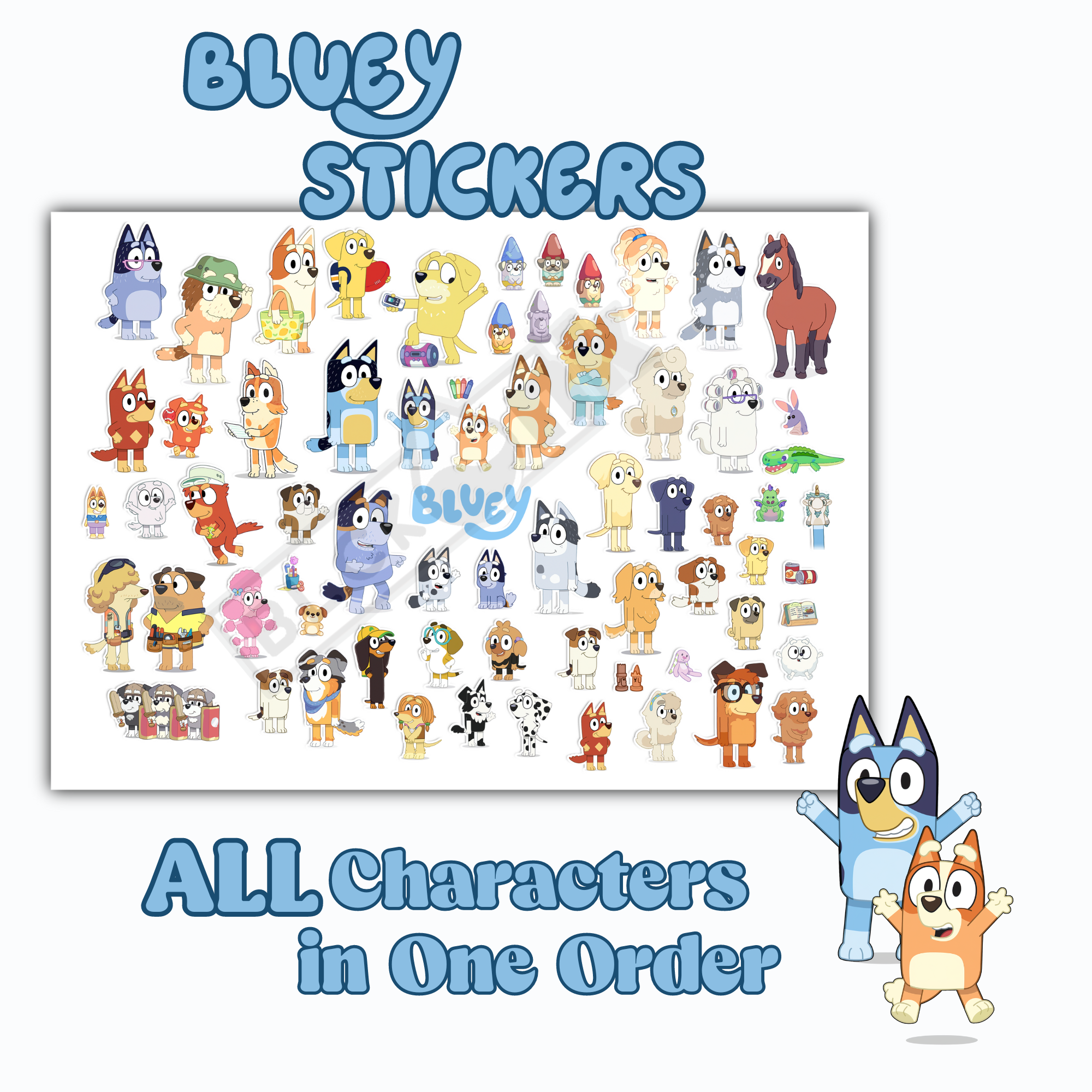 Kids stickers Bluey all characters easy to peel for scrapbooking ...