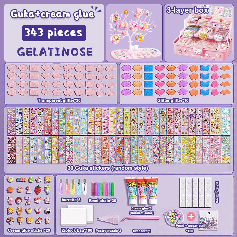 Acrylic sticker goo card DIY sticker cream glue luxury girls full set ...