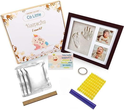 Co Little Baby Handprint & Footprint Kit (Date & Name Stamp) Clay Hand  Print Picture Frame for Newborn - Best New Mom Gift - Foot Impression Photo