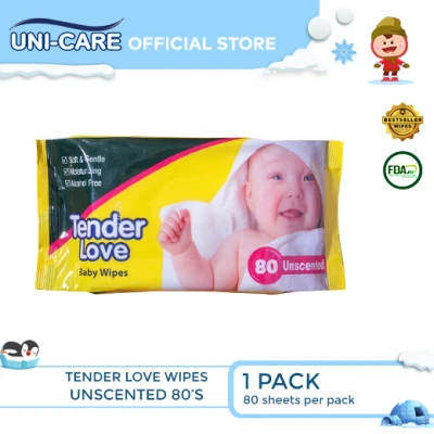 Tender Love Unscented Baby Wipes 80's Pack of 1