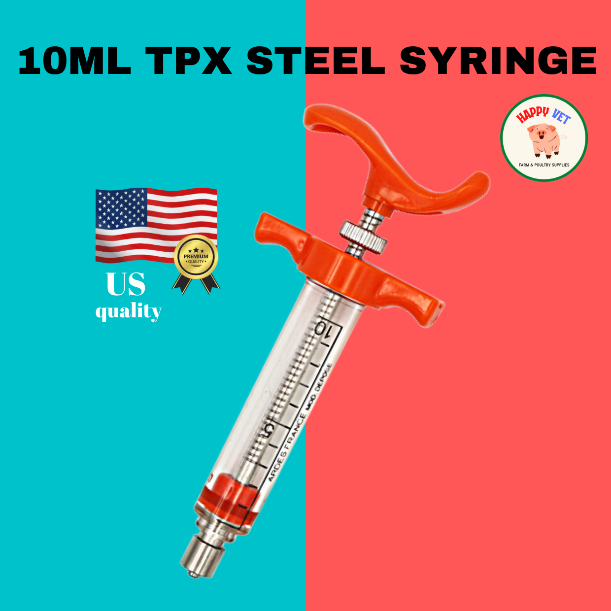 10 mL TPX Syringe Heavy Duty with Dosage Lock Veterinary Syringe 10 ml