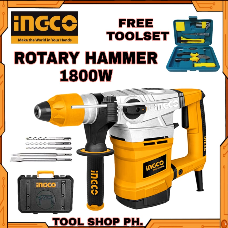 INGCO 1800W Rotary Hammer (RH18008) With Free ToolSet Lazada PH