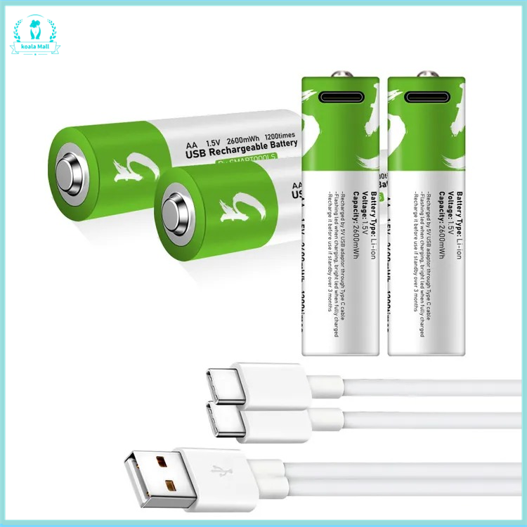 USB AA Rechargeable Battery 1.5V 2600mWh type-c 1.5 H Fast Charge  eco-friendly