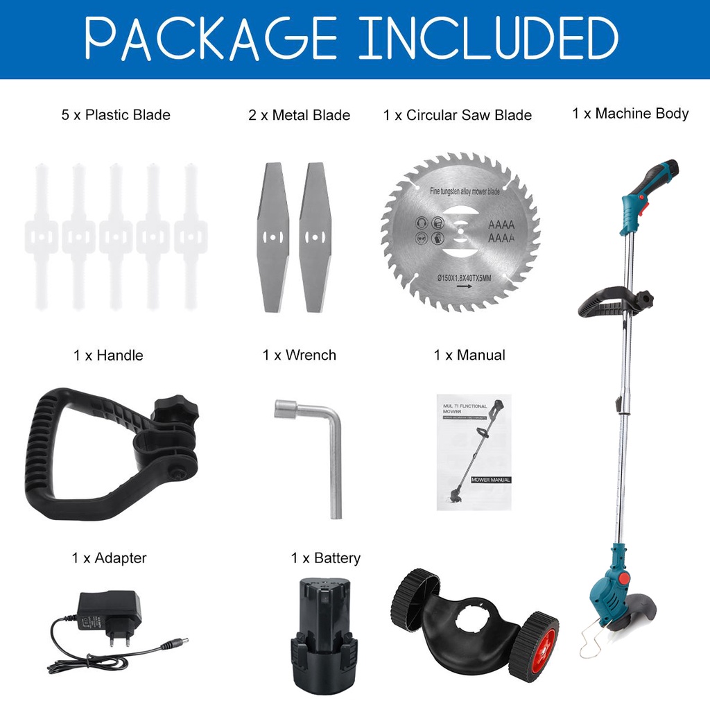 2022 New Electric Lawn Mower Grass Cutter Rechargeable Portable