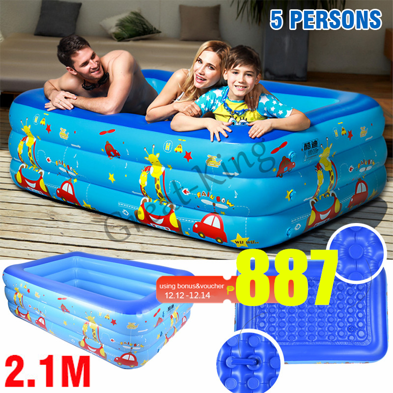 PVC Thickened Paddling Pool Swim Centre for Children Adults Outdoors Garden N/L Inflatable Family Pool Summer Water Party 1.8/2m Rectangular Swimming Pool 