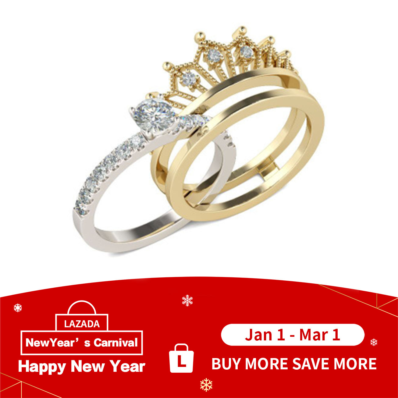 The New Simple And Detachable Crown Ladies Ring Micro Inlaid Zircon Two Piece Two In One Ring Lazada Ph
