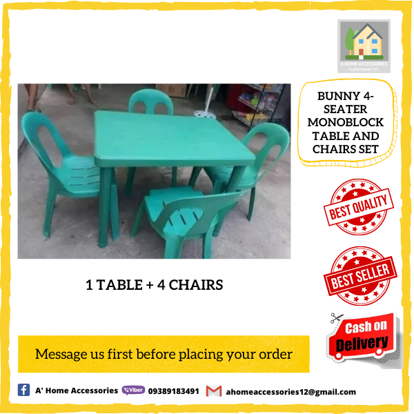 Bunny 4seater Monoblock Table and Chairs Set Lazada PH