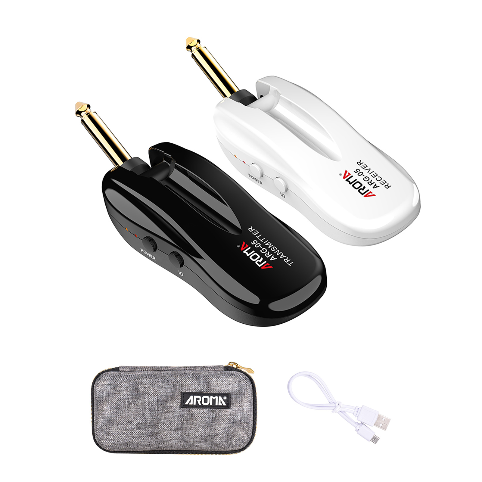 AROMA ARG-05 Wireless Guitar Audio Transmission System Transmitter Receiver Built-in Rechargeable Battery 115 Feet Transmission Distance for Electric Guitar Bass