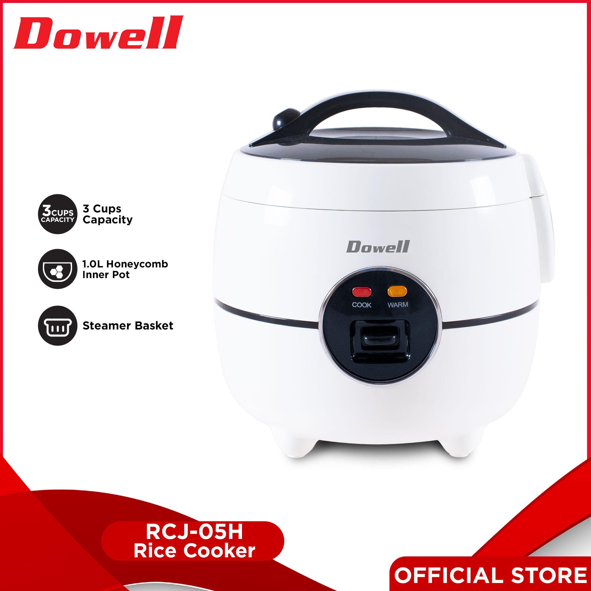 Dowell Rice Cooker with Steamer RCJ05H 5 Cups Jar Type Lazada PH